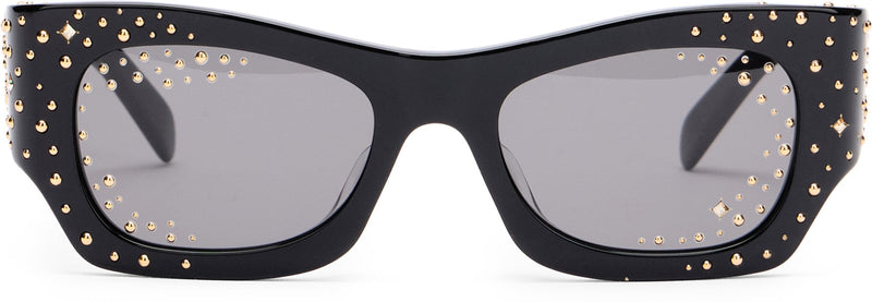 Celine 4s333cpsm Gold-Studded Acetate Sunglasses — Black