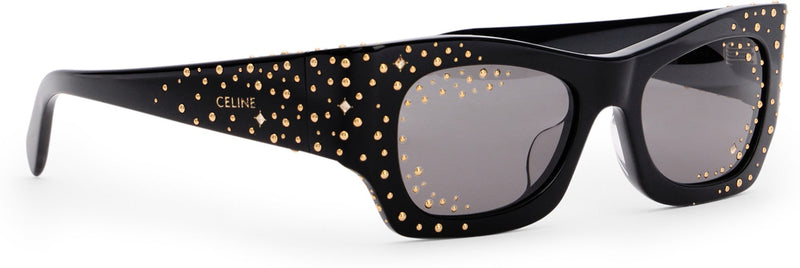 Celine 4s333cpsm Gold-Studded Acetate Sunglasses — Black