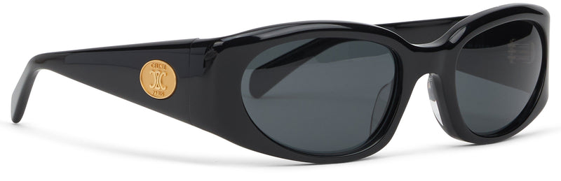 Celine 4s347cplb Acetate Wrap-Around Sunglasses — Black