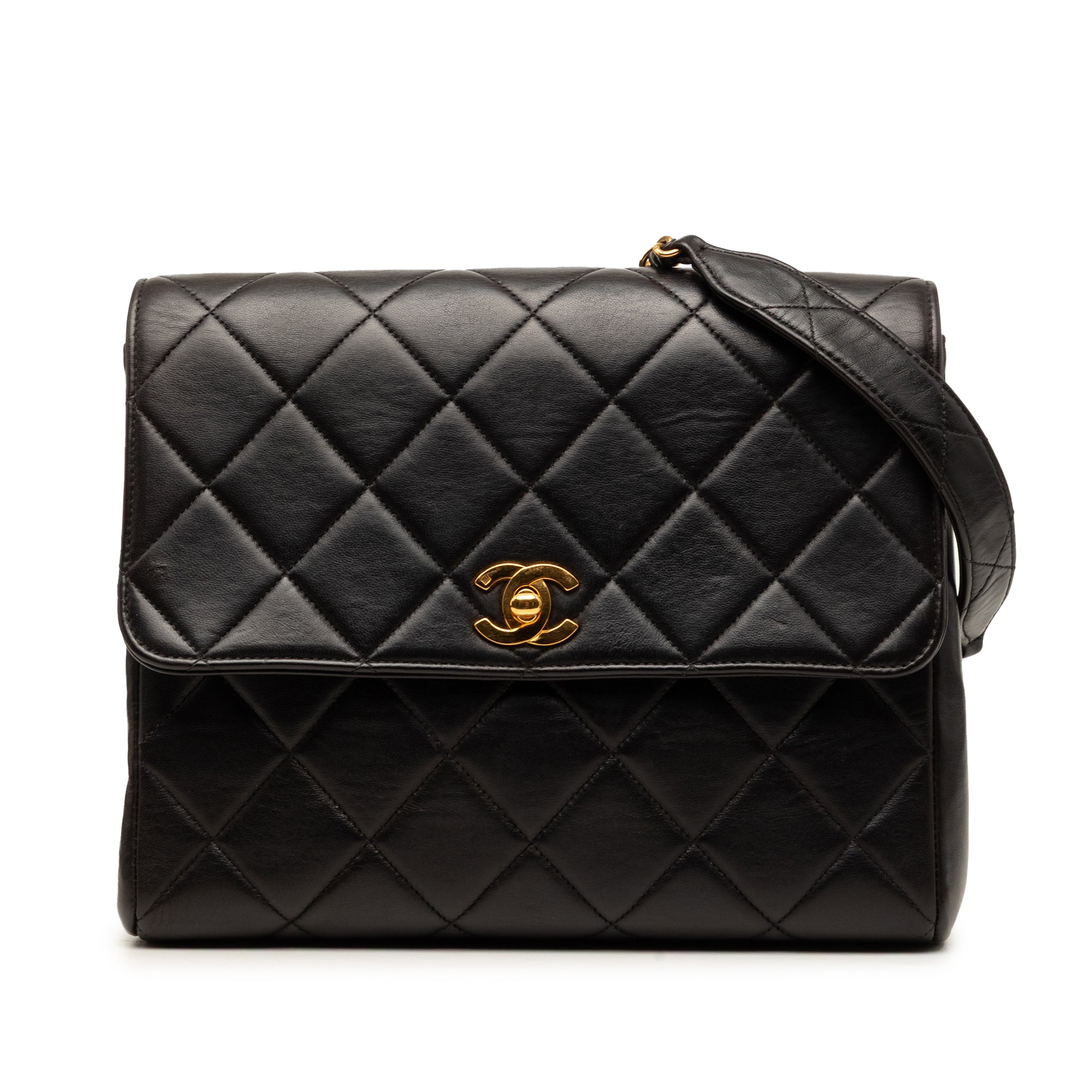 Small Square Quilted Lambskin Straight Single Flap - Image 1
