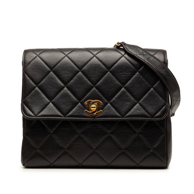 Small Square Quilted Lambskin Straight Single Flap