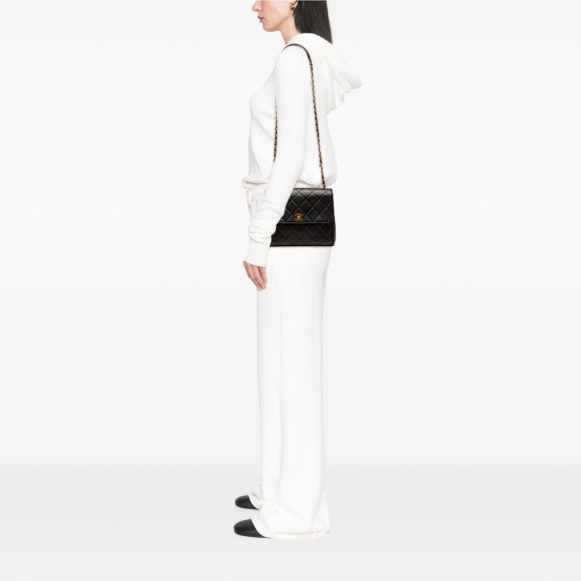 Small Square Quilted Lambskin Straight Single Flap - Image 7