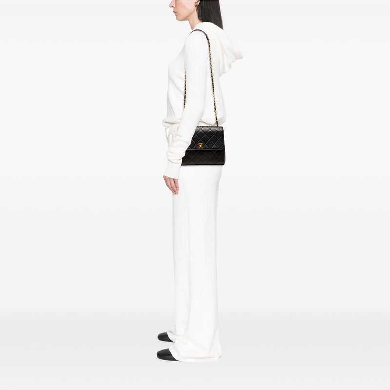Small Square Quilted Lambskin Straight Single Flap - Image 7