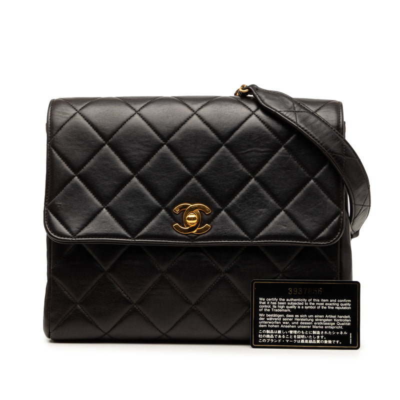Small Square Quilted Lambskin Straight Single Flap - Image 8