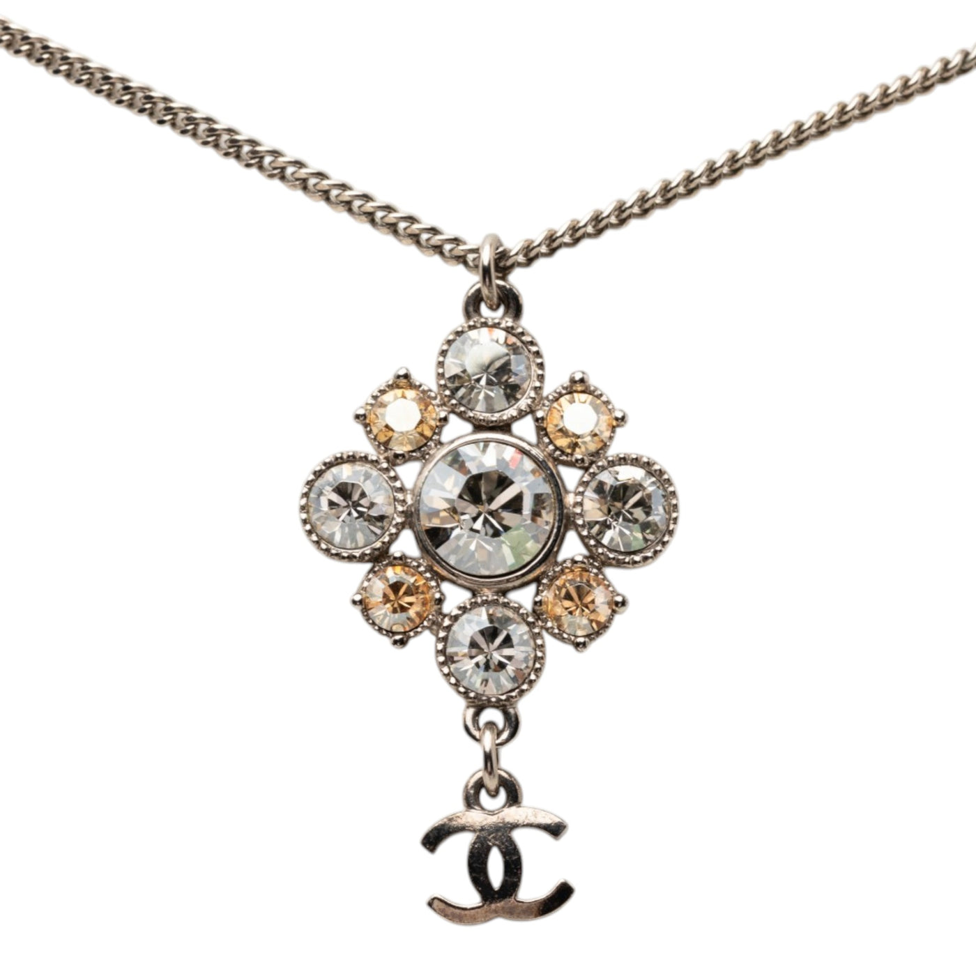 Brass CC Strass Pendant Necklace - Image 1