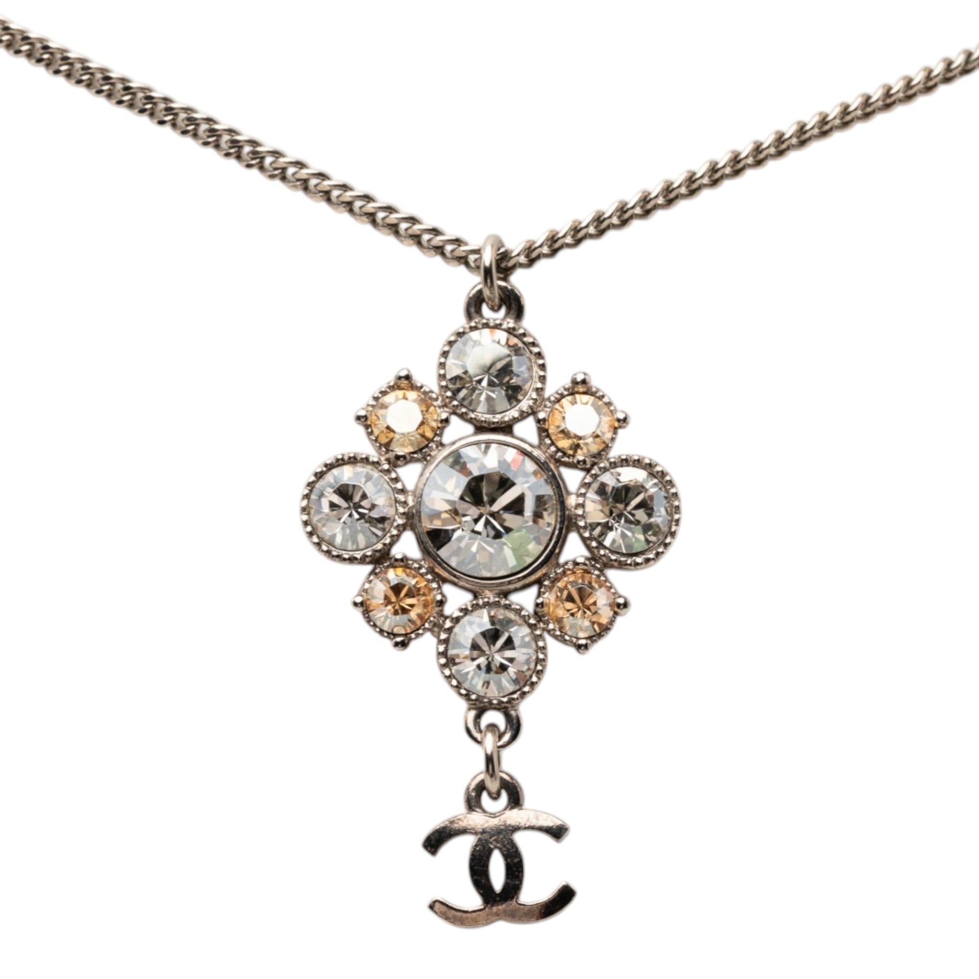 Brass CC Strass Pendant Necklace - Image 1