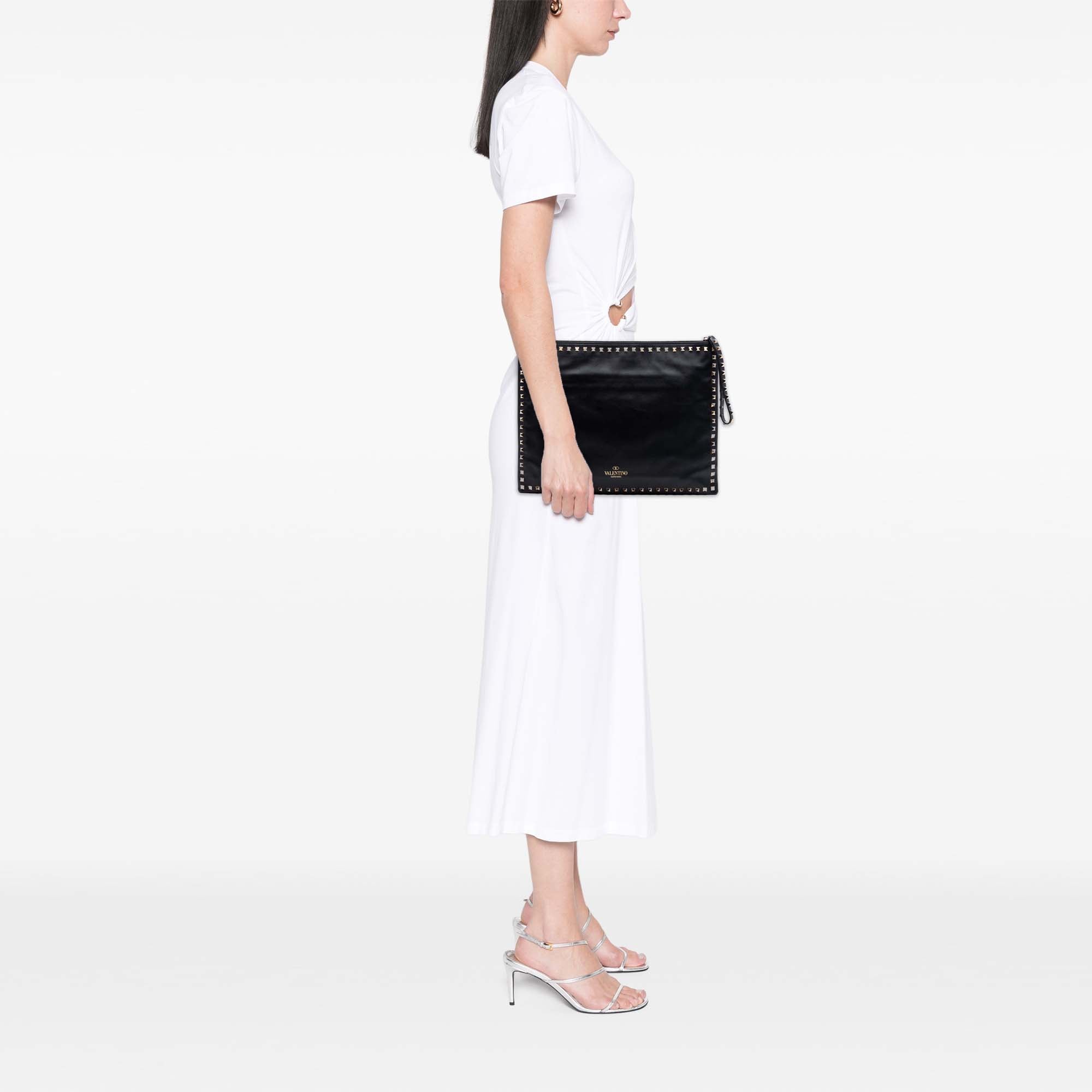 Large Leather Rockstud Clutch - Image 6