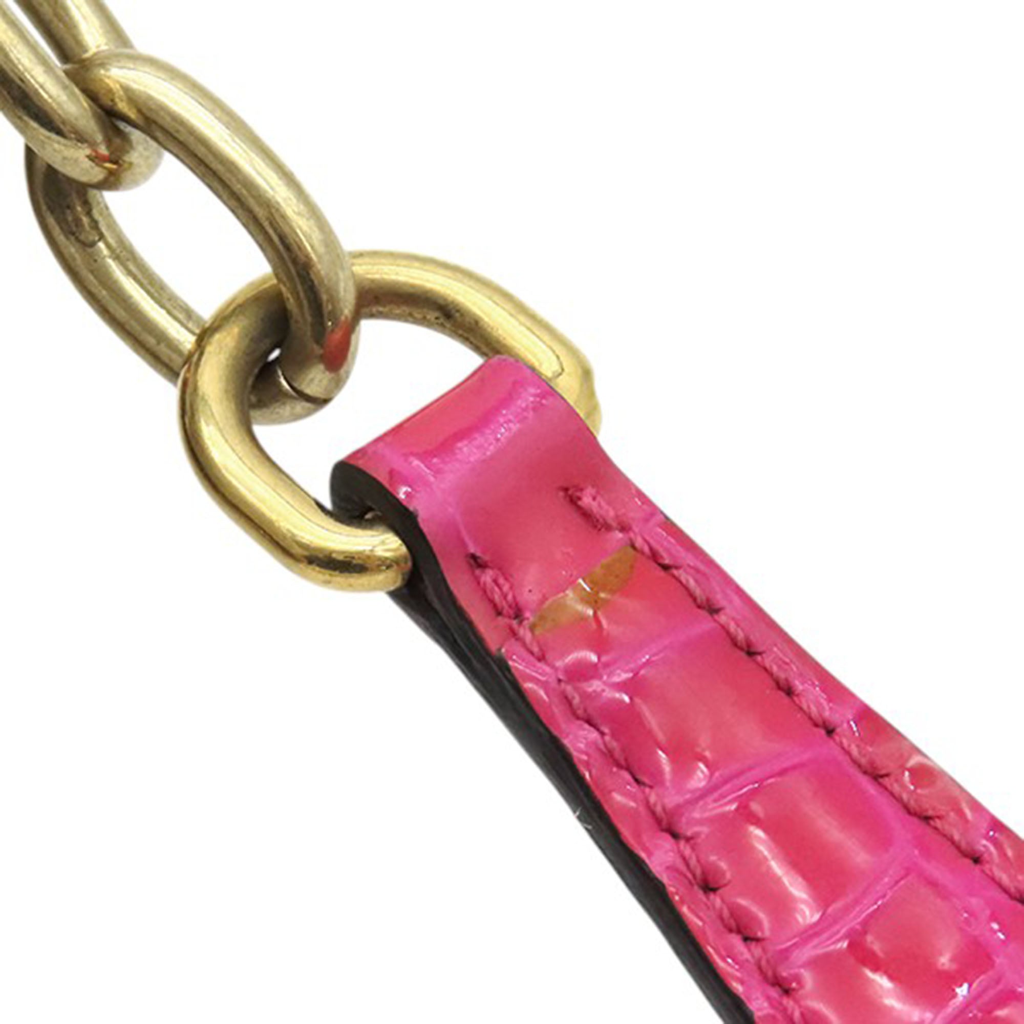 MM Paris Emiuticon Jacquard and Croc Embossed Patent Crystal Chain Crossbody - Image 13