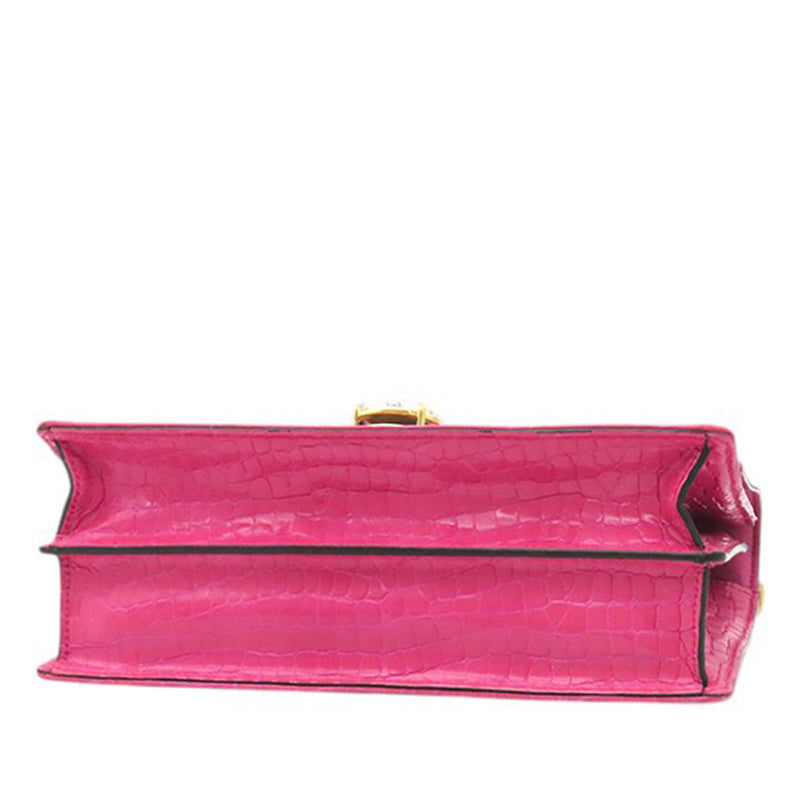 MM Paris Emiuticon Jacquard and Croc Embossed Patent Crystal Chain Crossbody - Image 3