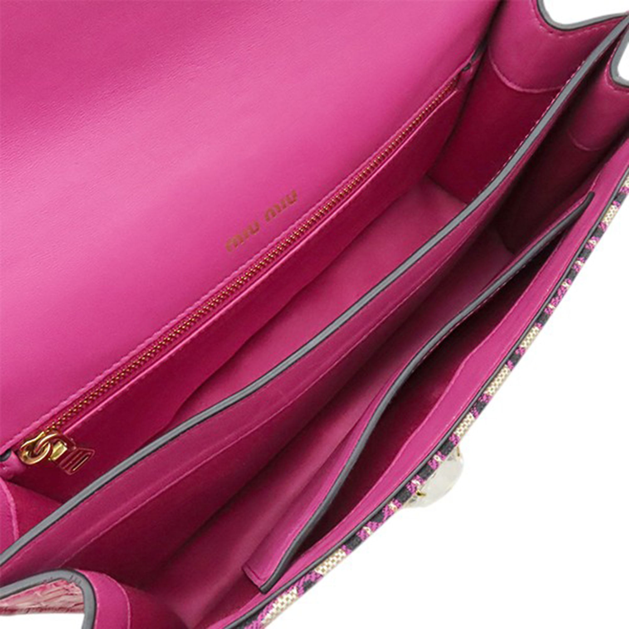 MM Paris Emiuticon Jacquard and Croc Embossed Patent Crystal Chain Crossbody - Image 4