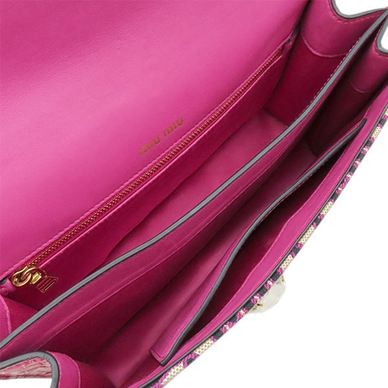 MM Paris Emiuticon Jacquard and Croc Embossed Patent Crystal Chain Crossbody - Image 4
