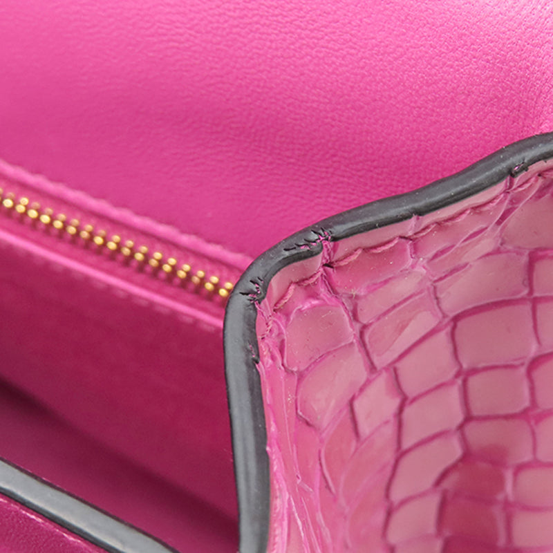 MM Paris Emiuticon Jacquard and Croc Embossed Patent Crystal Chain Crossbody - Image 7