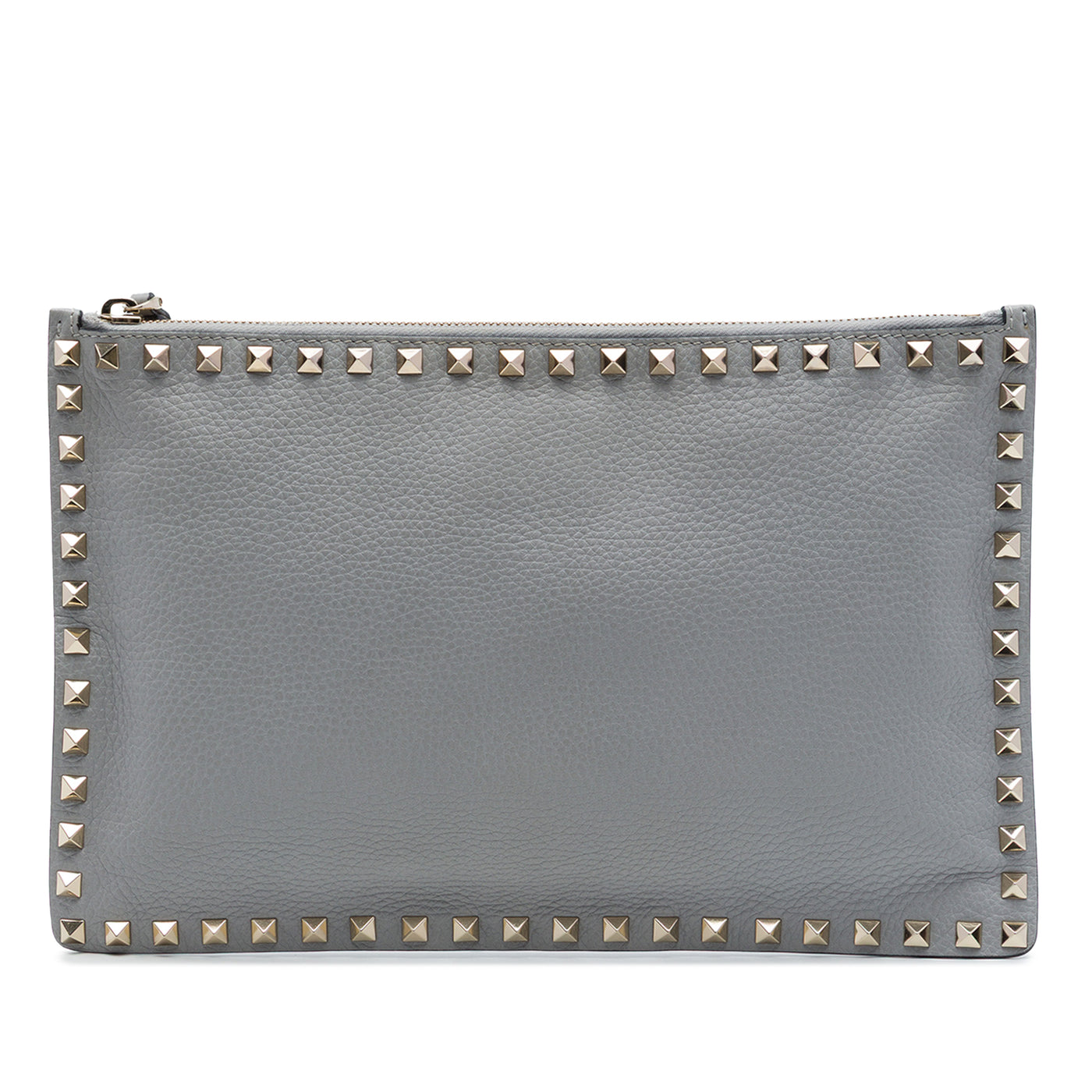 Grained Calfskin Rockstud Zip Clutch - Image 1