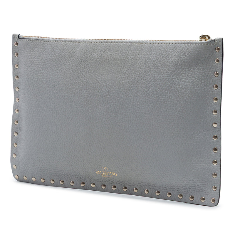 Grained Calfskin Rockstud Zip Clutch - Image 2