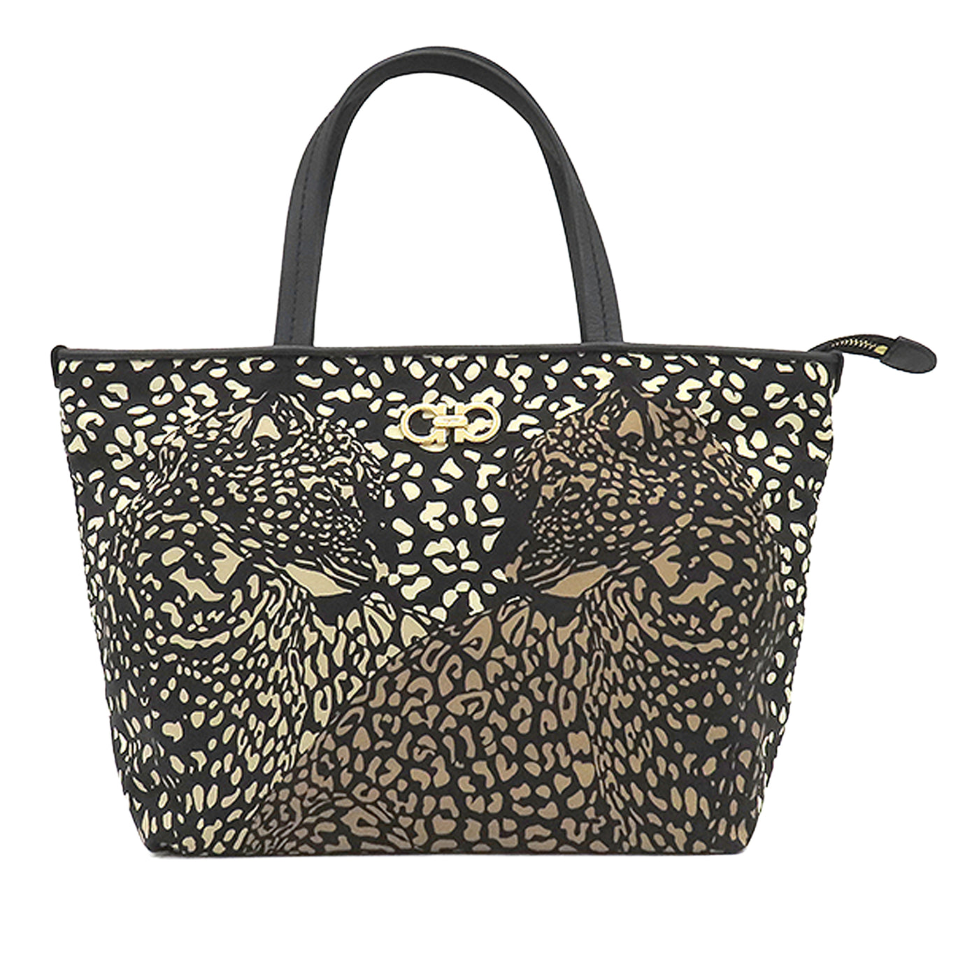Nylon Leopard Print Double Gancini Tote - Image 1