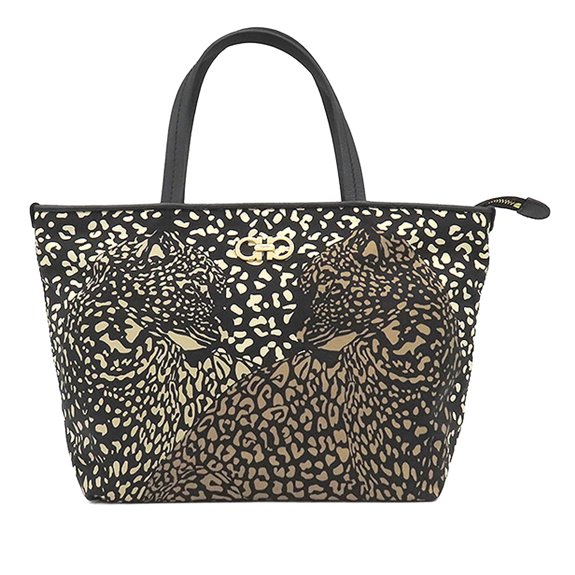 Nylon Leopard Print Double Gancini Tote - Image 1
