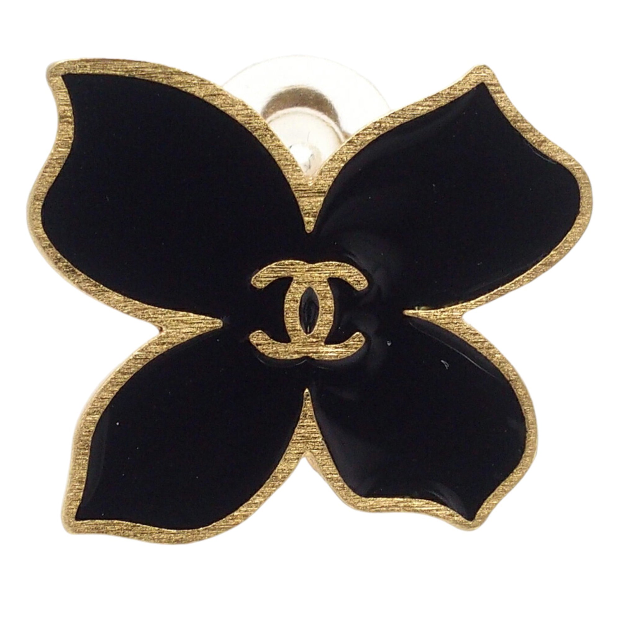 CC Gold Plated Enamel Flower Clip On Earrings - Image 3