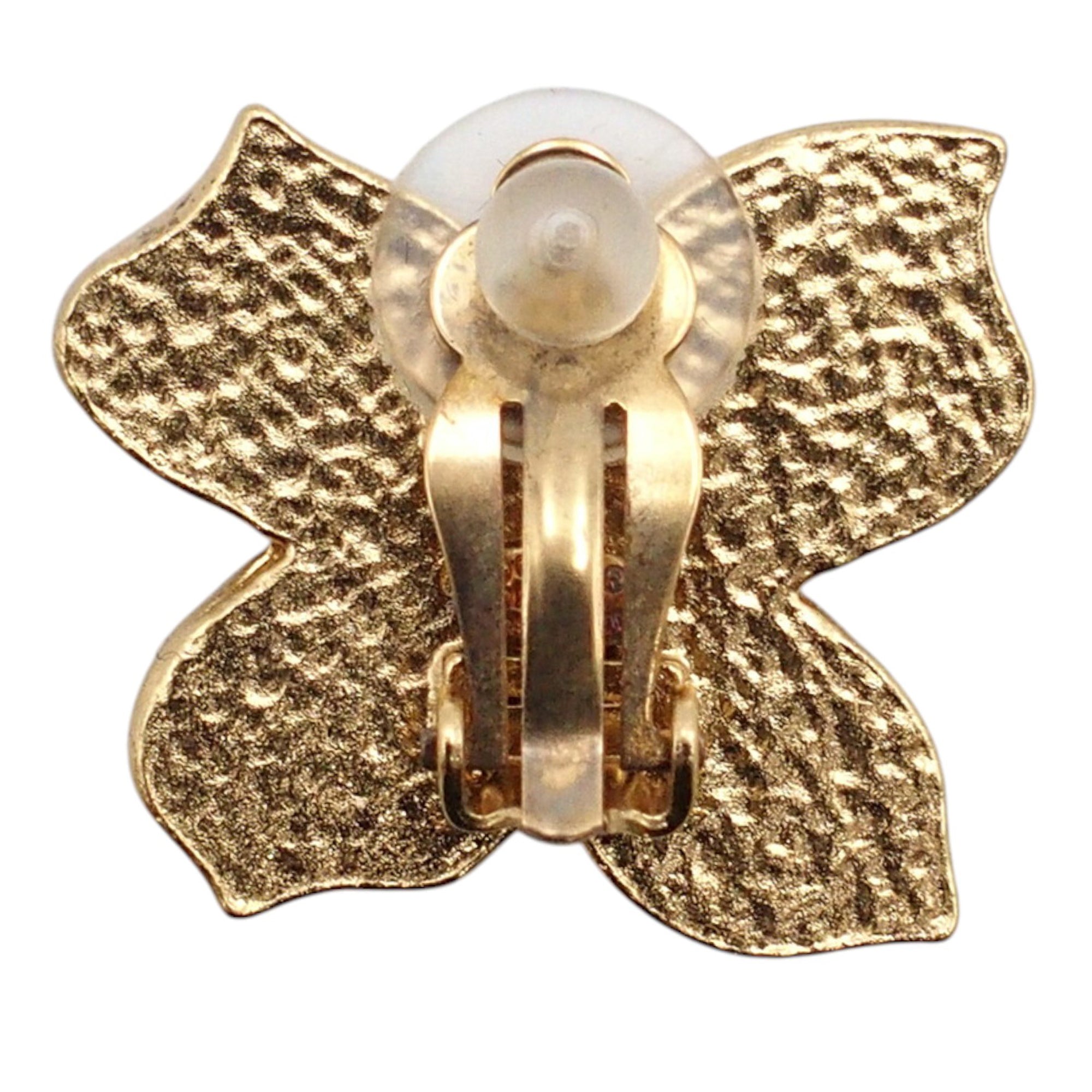 CC Gold Plated Enamel Flower Clip On Earrings - Image 4