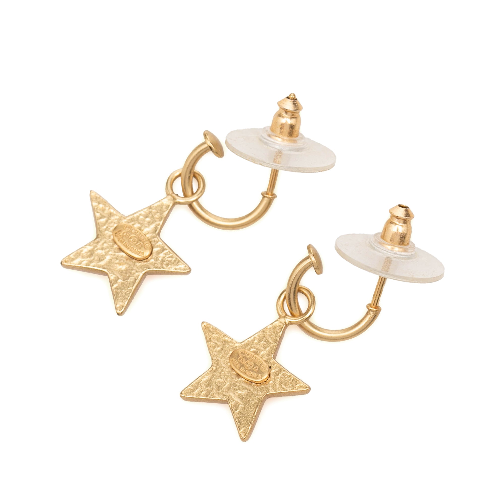 CC Gold Plated Enamel Star Push Back Earrings - Image 2
