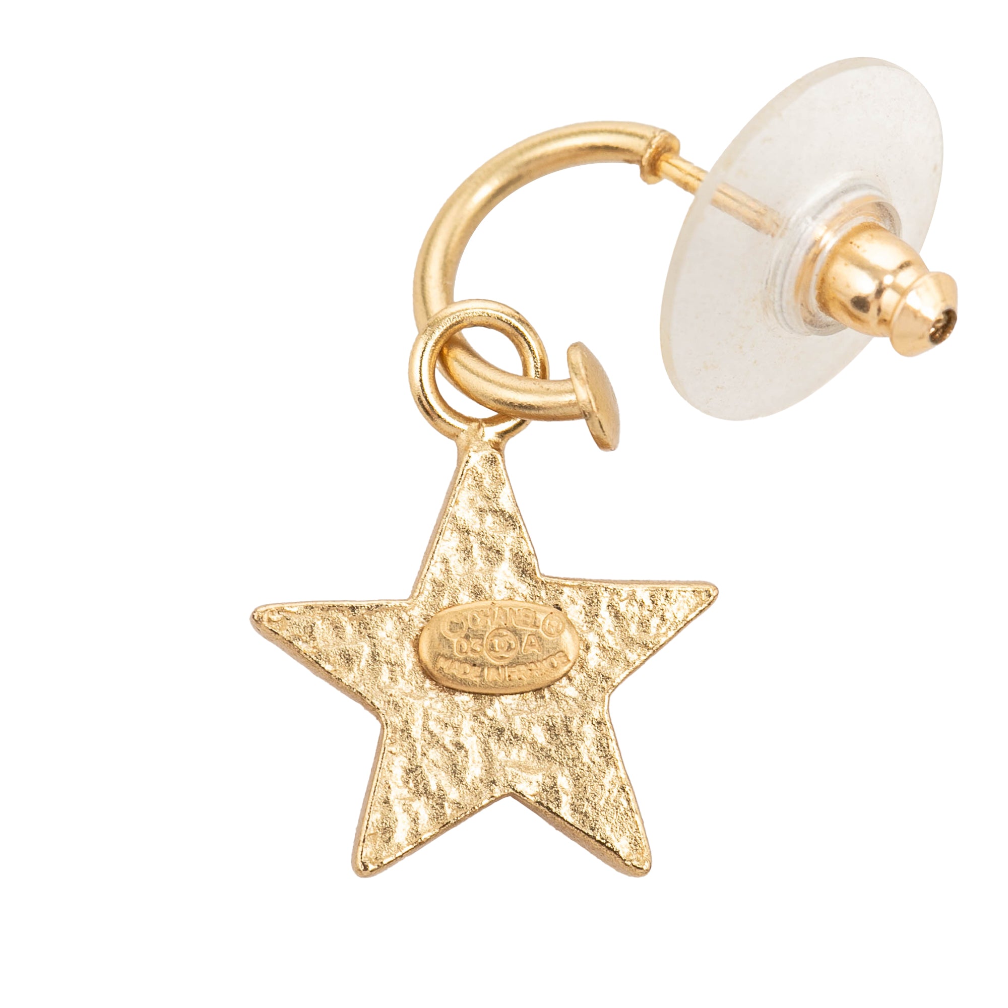 CC Gold Plated Enamel Star Push Back Earrings - Image 3