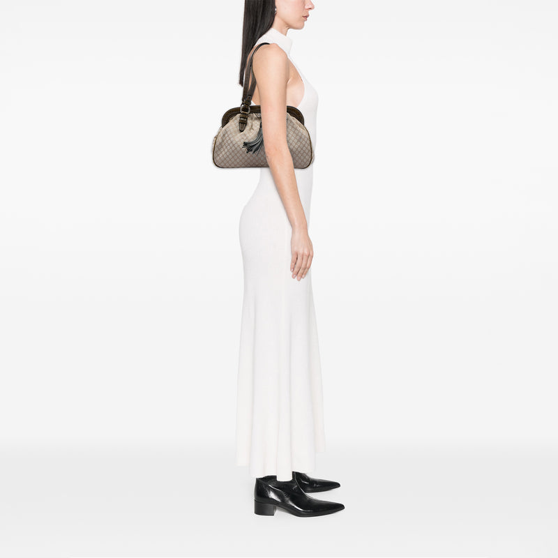 Macadam Canvas Tassel Frame Satchel - Image 8