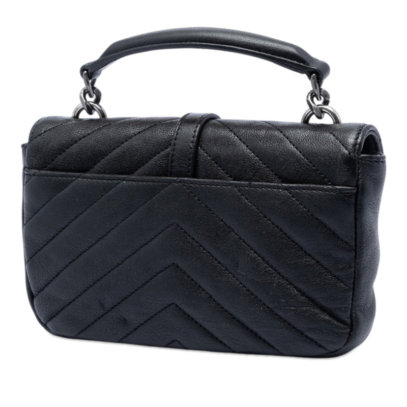 Mini Chevron Sheepskin Monogram College Satchel - Image 2