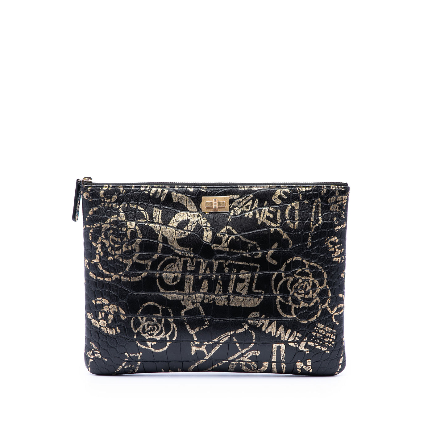 Crocodile Embossed Calfskin Cocodile Graffiti 2.55 Reissue Clutch - Image 1
