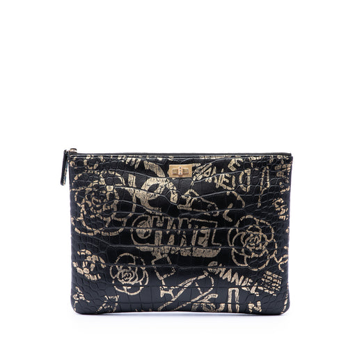 Crocodile Embossed Calfskin Cocodile Graffiti 2.55 Reissue Clutch - Image 1