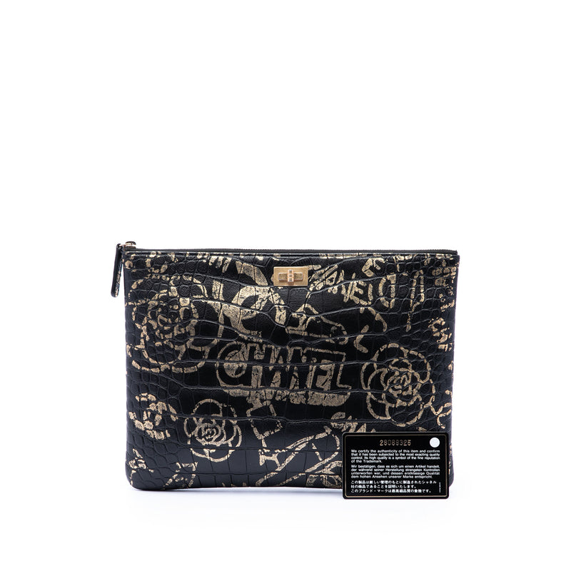 Crocodile Embossed Calfskin Cocodile Graffiti 2.55 Reissue Clutch - Image 7