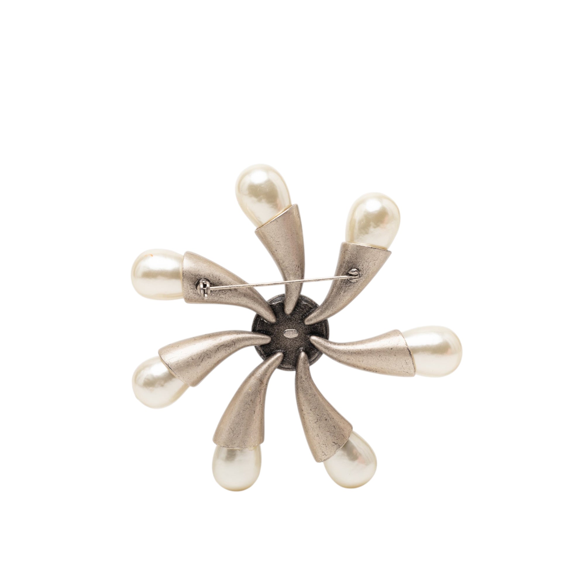 Gold Plated Faux Pearl Flower Brooch - Image 2