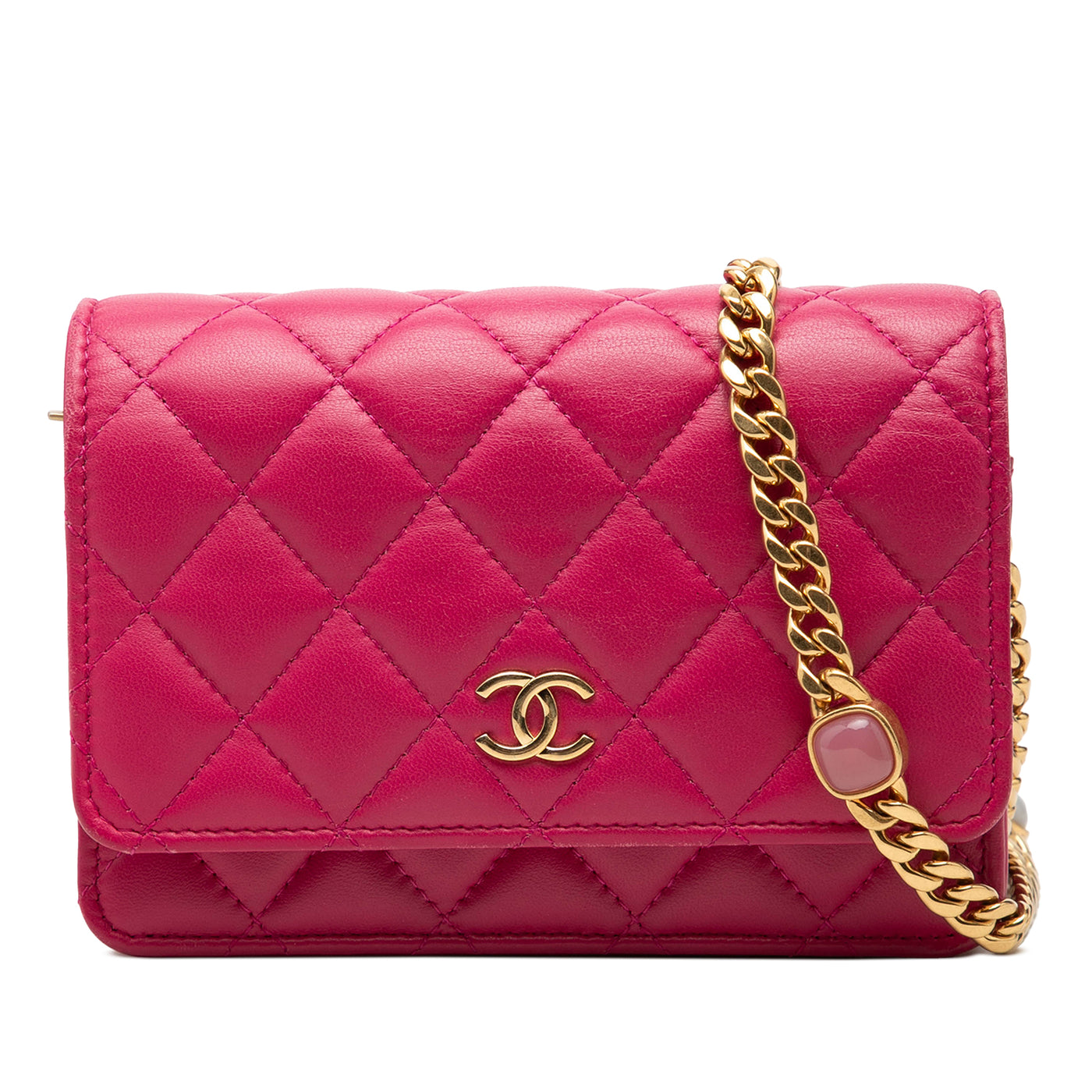 Mini CC Quilted Lambskin Pearl Samba Wallet On Chain - Image 1