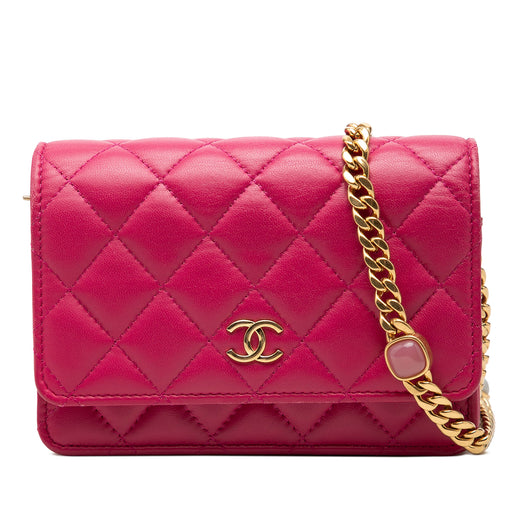Mini CC Quilted Lambskin Pearl Samba Wallet On Chain - Image 1
