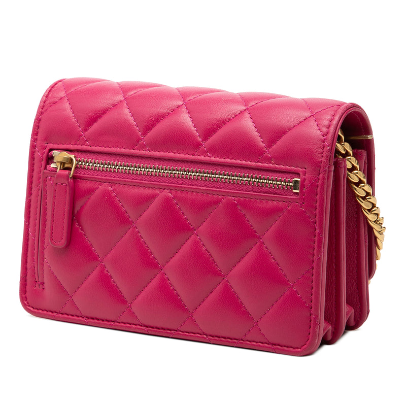 Mini CC Quilted Lambskin Pearl Samba Wallet On Chain - Image 2