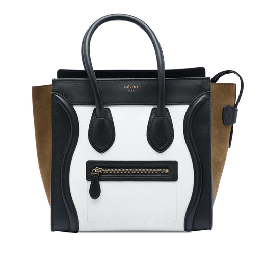 Micro Tricolor Calfskin and Suede Luggage Tote - Image 1