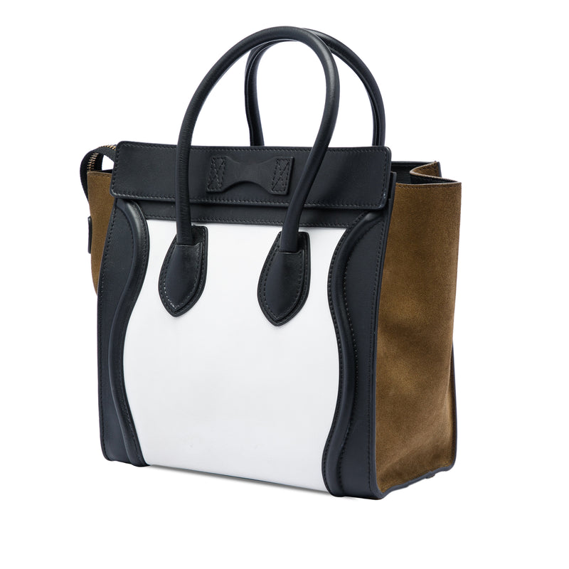 Micro Tricolor Calfskin and Suede Luggage Tote - Image 2