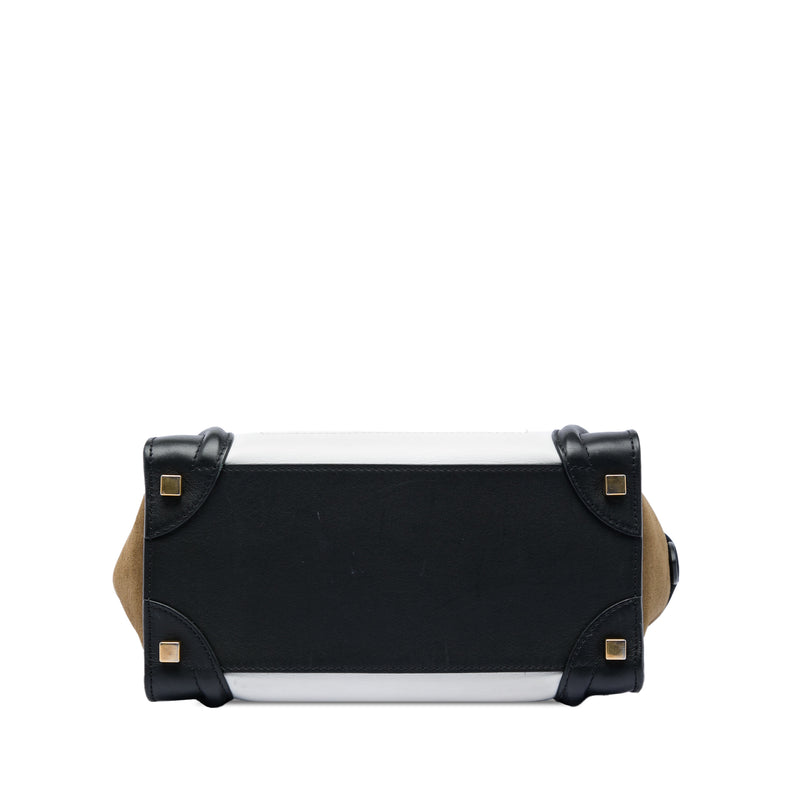 Micro Tricolor Calfskin and Suede Luggage Tote - Image 3