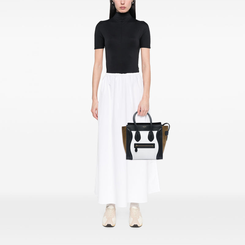 Micro Tricolor Calfskin and Suede Luggage Tote - Image 6