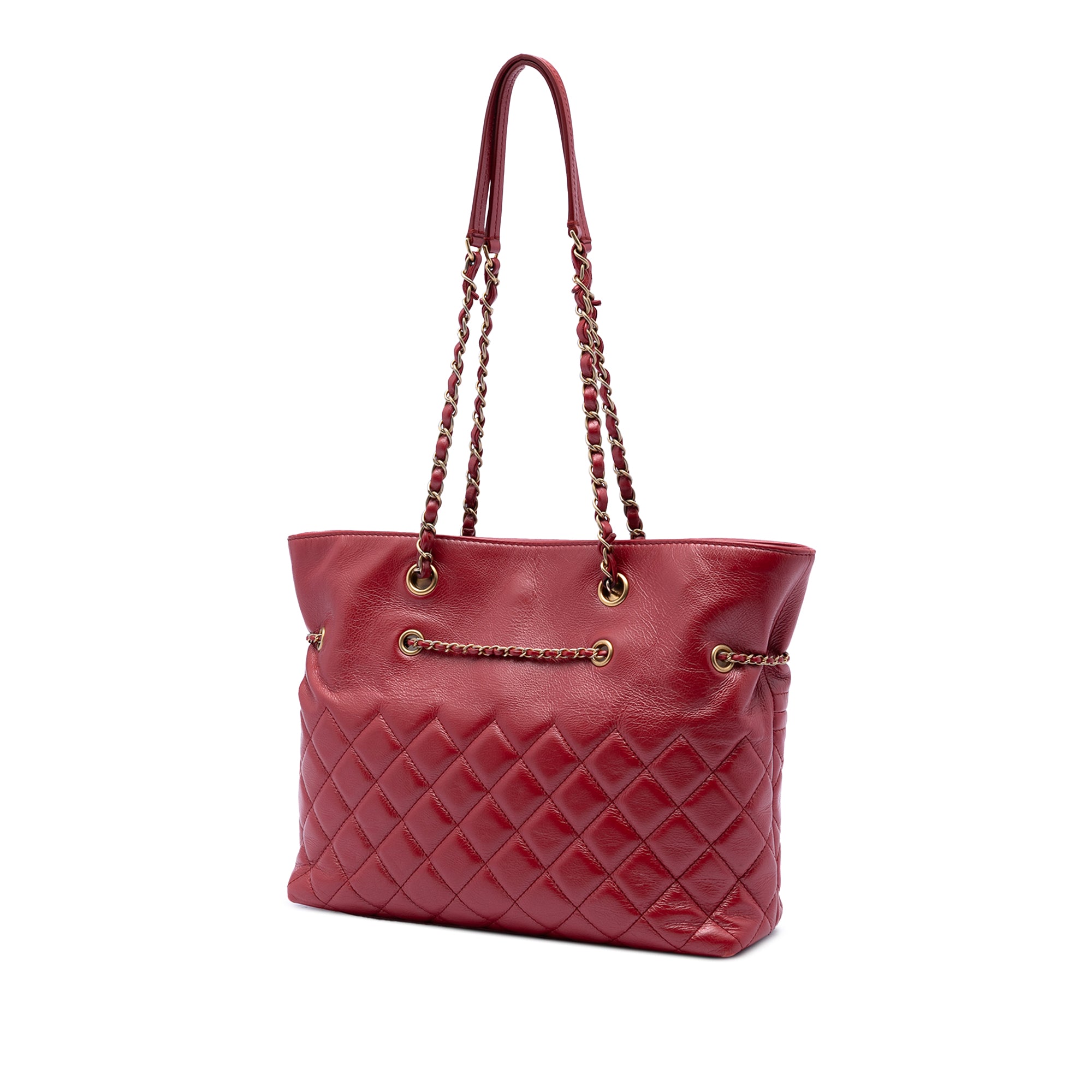 CC Quilted Calfskin Front Zip Drawstring Chain Tote - Image 2