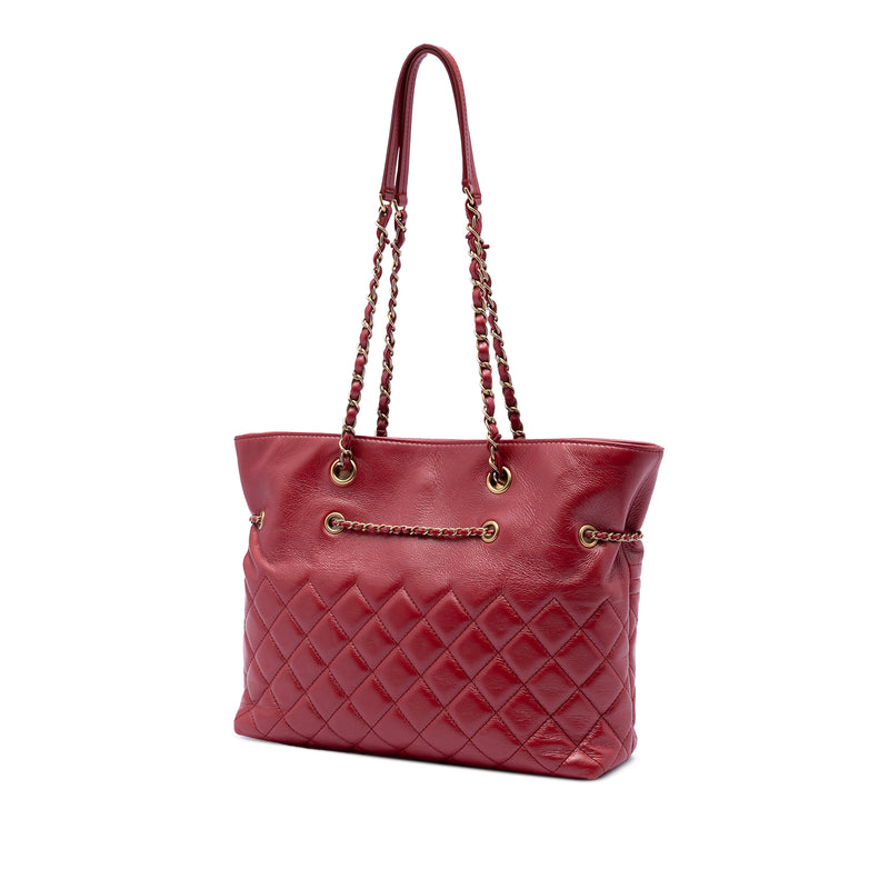 CC Quilted Calfskin Front Zip Drawstring Chain Tote - Image 2