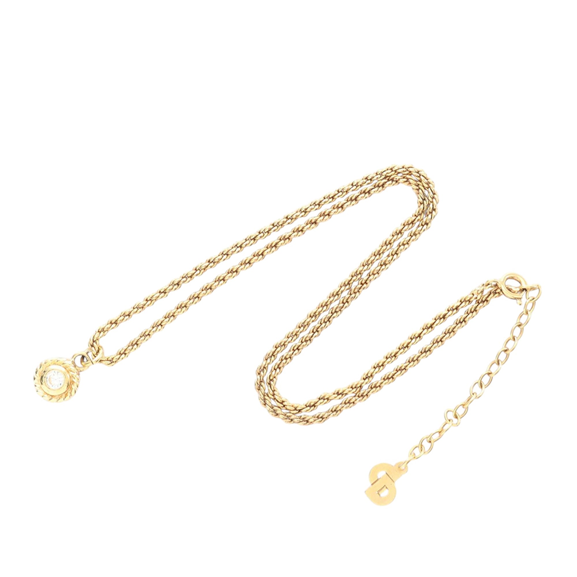 Gold Plated Strass Round Pendant Necklace - Image 1