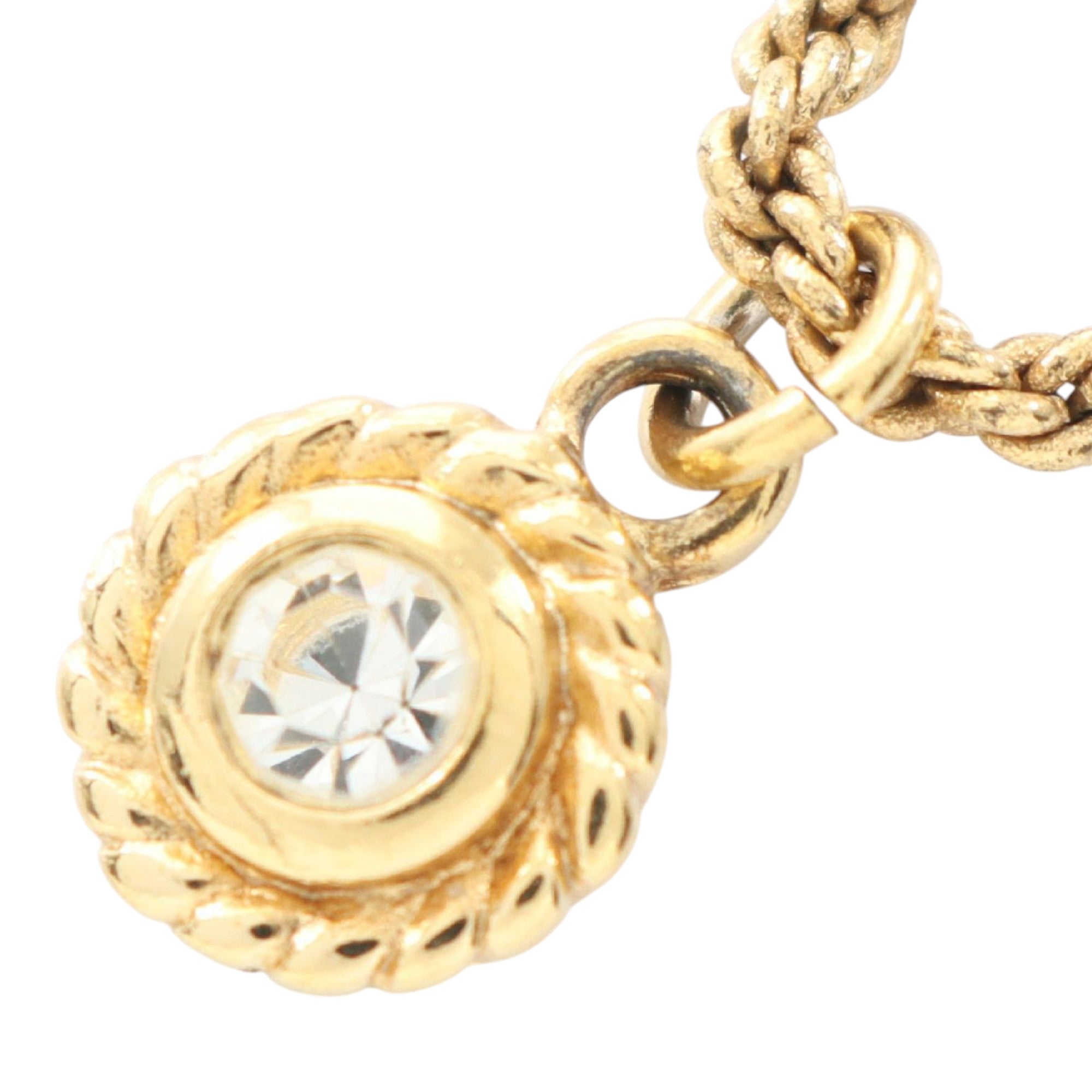 Gold Plated Strass Round Pendant Necklace - Image 2