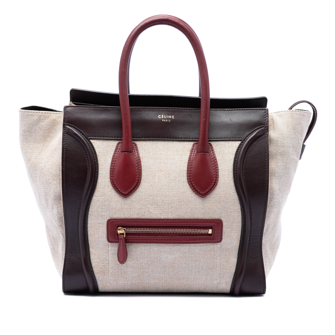 Mini Tricolor Canvas and Leather Luggage Tote - Image 1