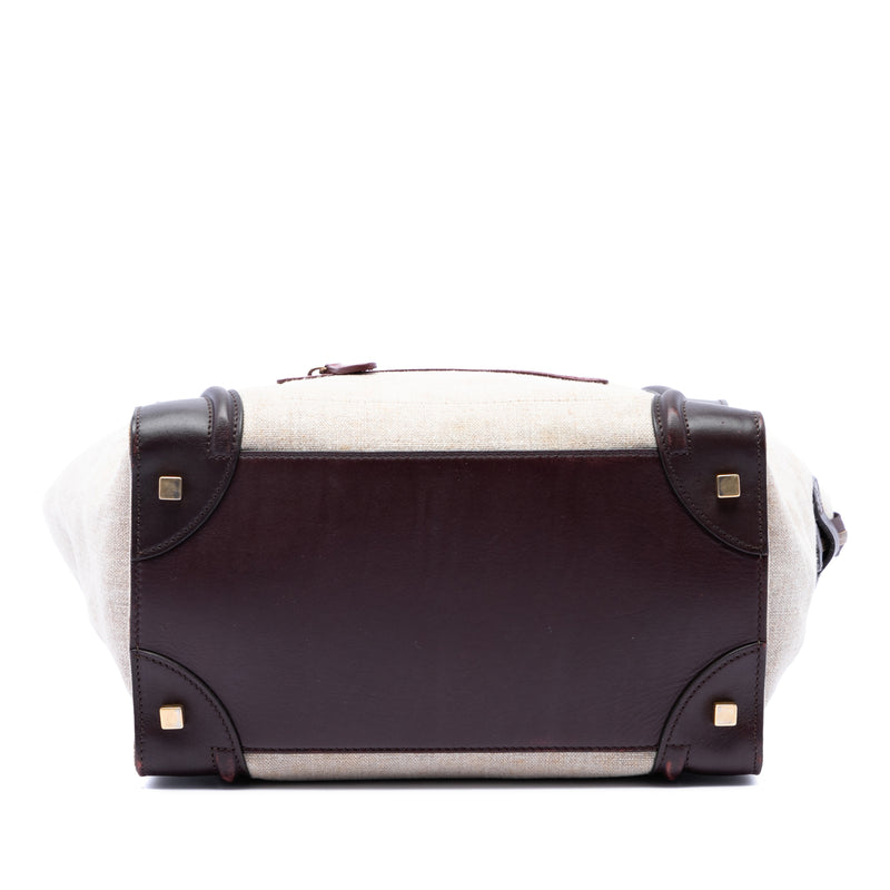 Mini Tricolor Canvas and Leather Luggage Tote - Image 3