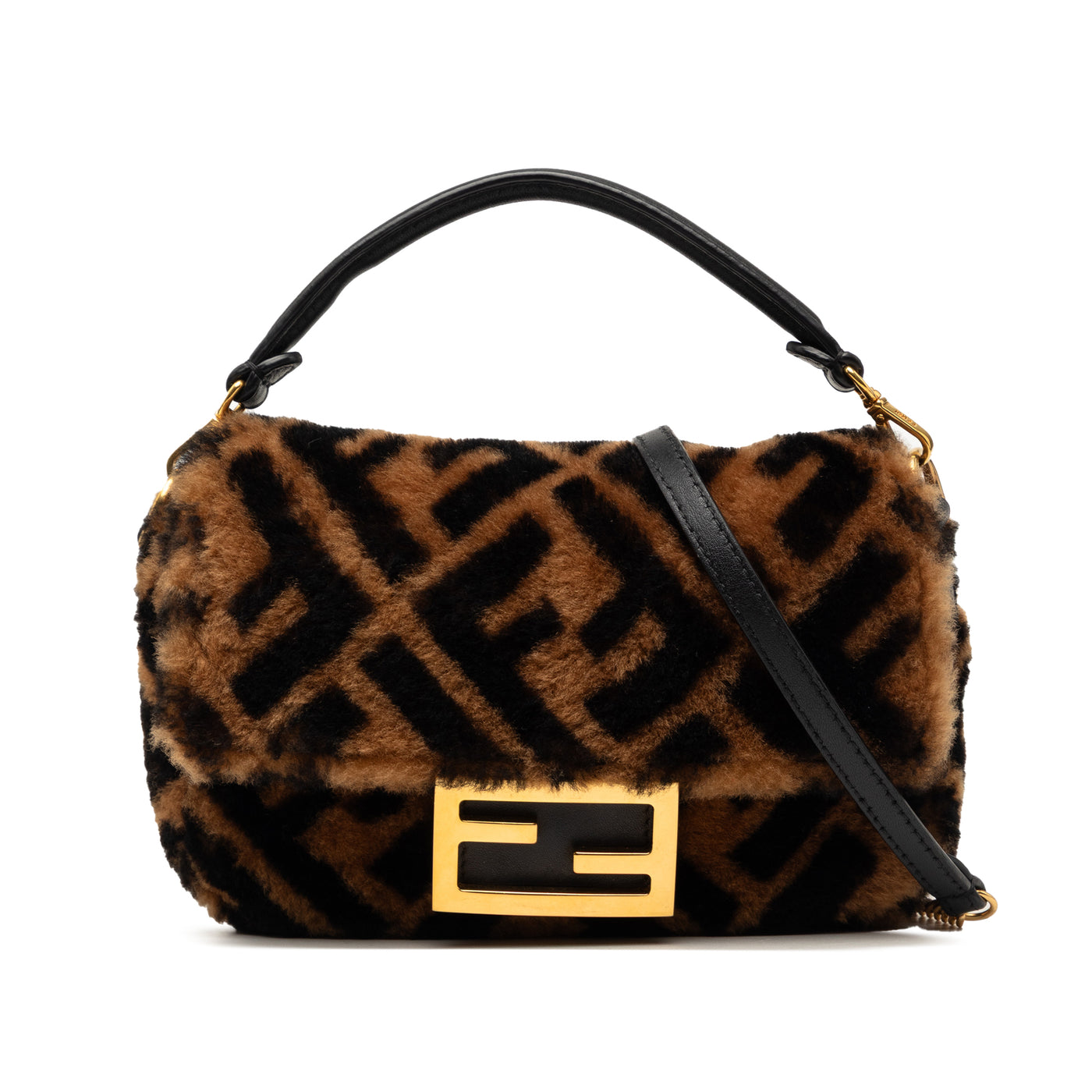 Mini Zucca Shearling Chain Baguette Satchel - Image 1