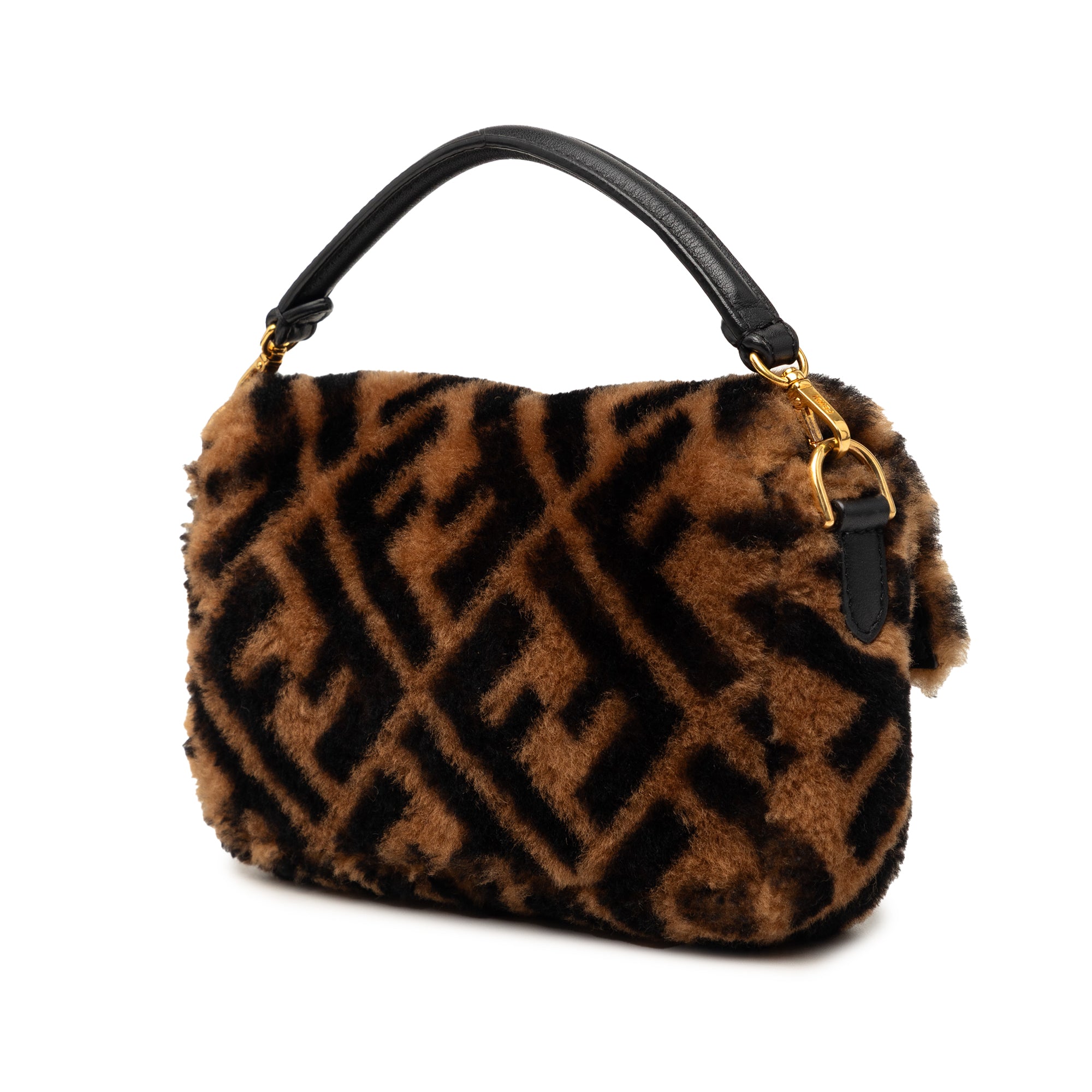 Mini Zucca Shearling Chain Baguette Satchel - Image 2
