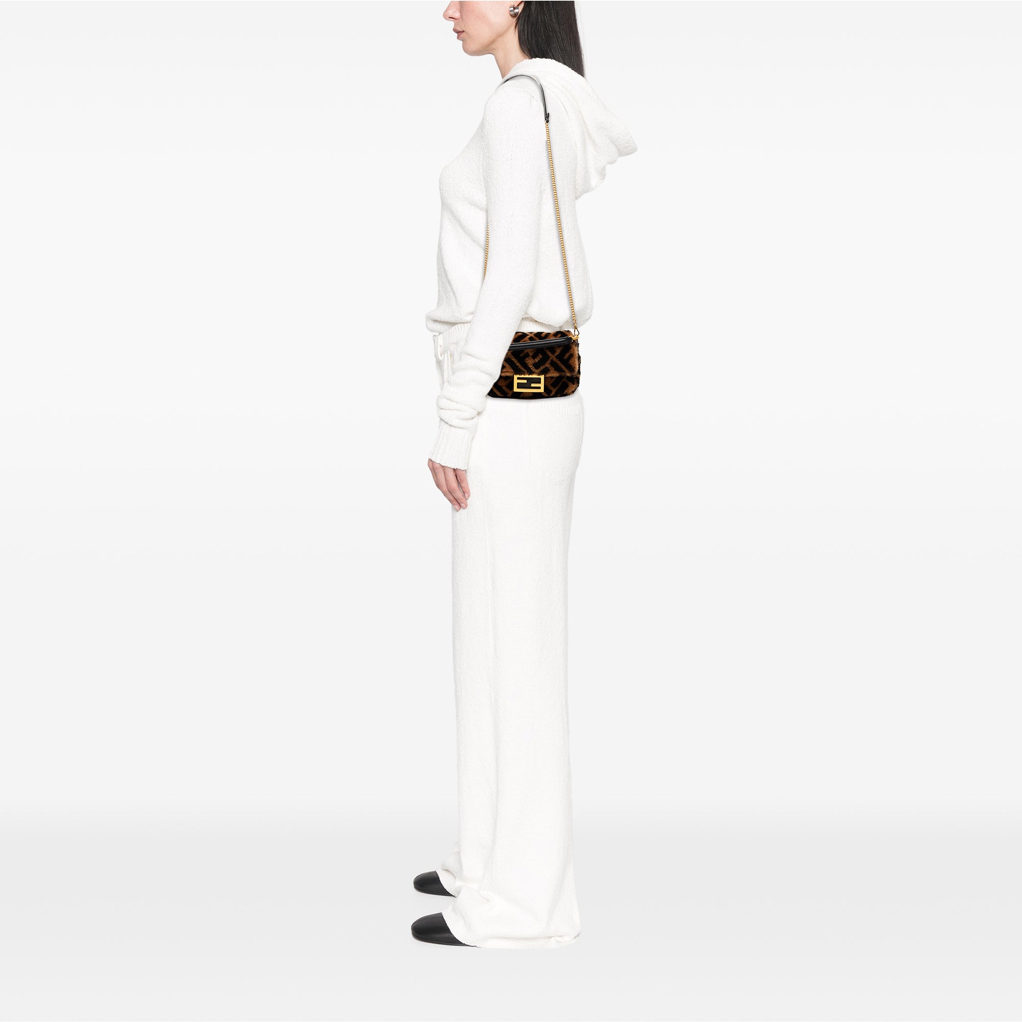Mini Zucca Shearling Chain Baguette Satchel - Image 7