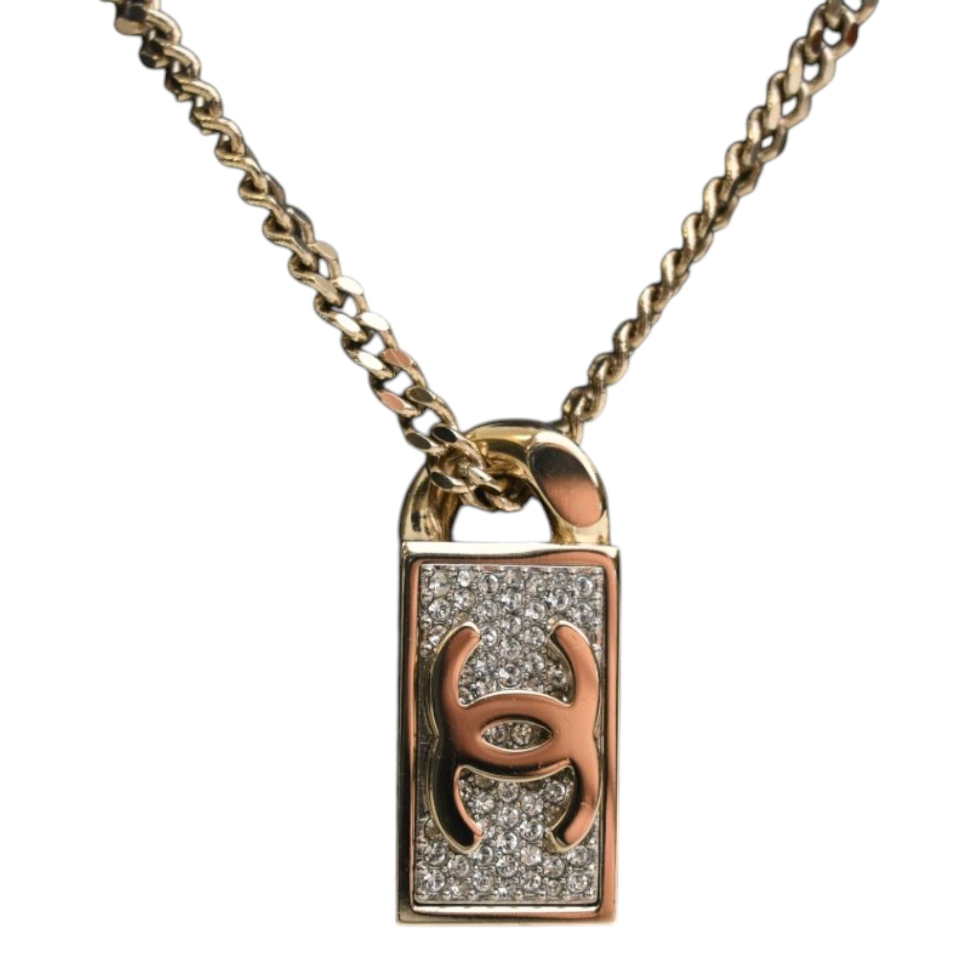 CC Brass and Strass Dog Tag Pendant Necklace - Image 2