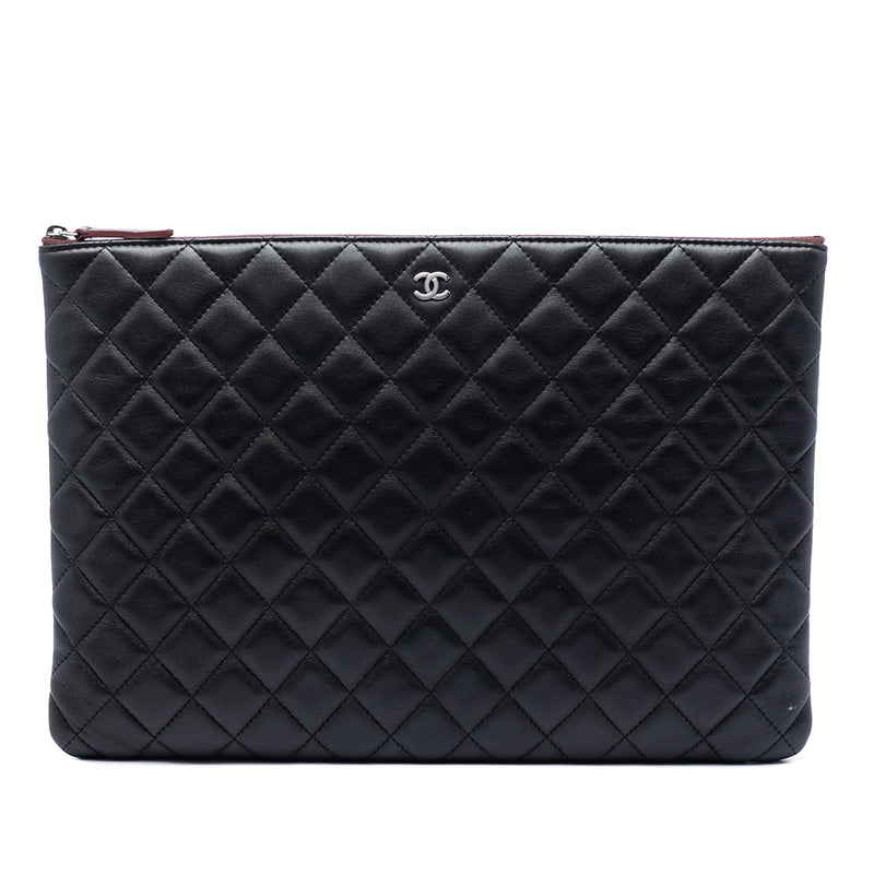 Large Quilted Lambskin O Case Clutch
