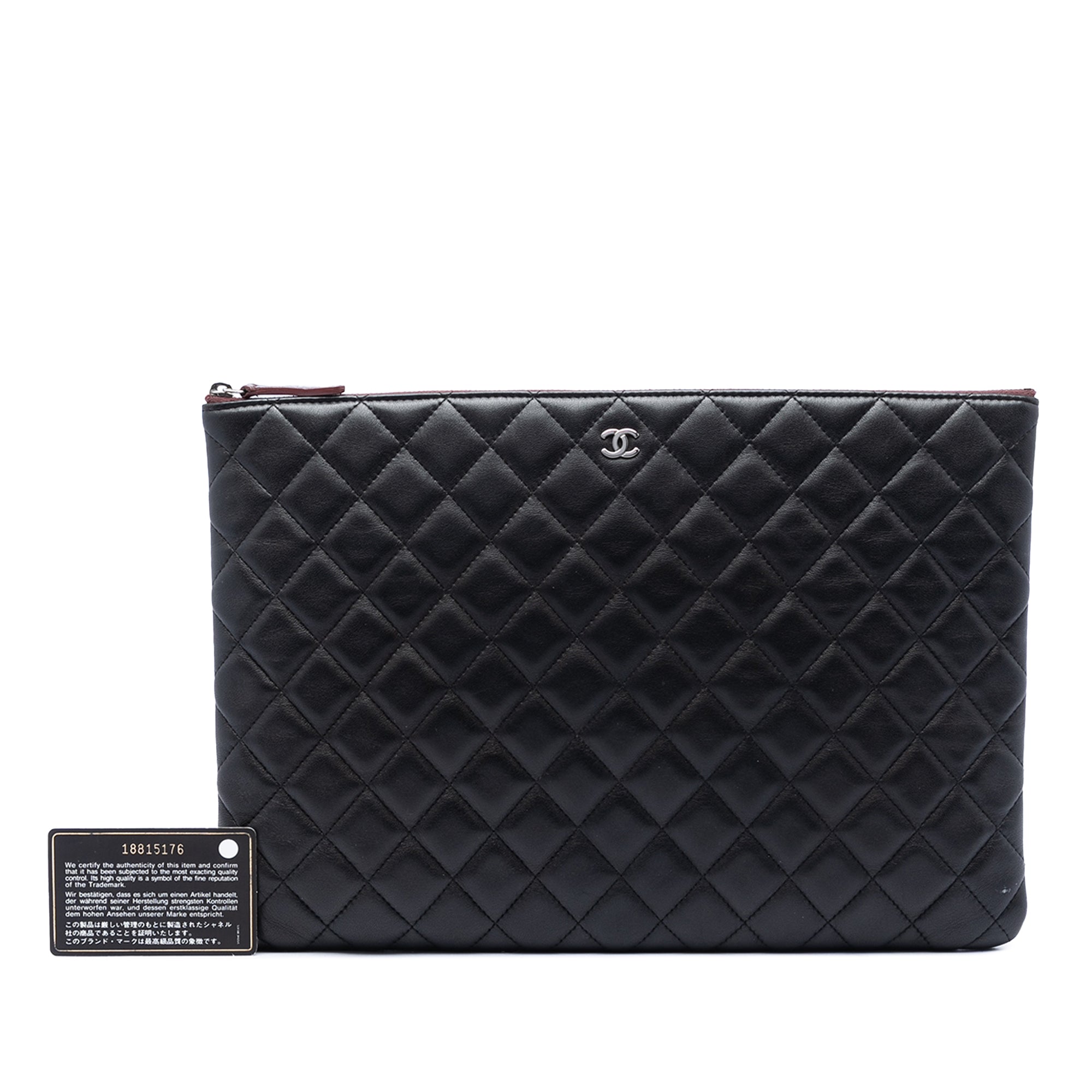 Large Quilted Lambskin O Case Clutch - Image 6