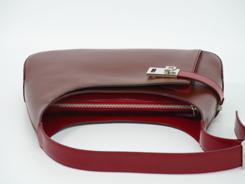 Salvatore Ferragamo Gancini Hobo Leather Brown